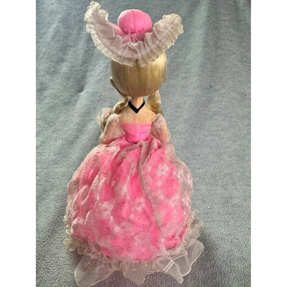 Vintage Bradley Style Pose Doll Pink Lace Dress Blonde Hair Large Eyes 1960s 70s